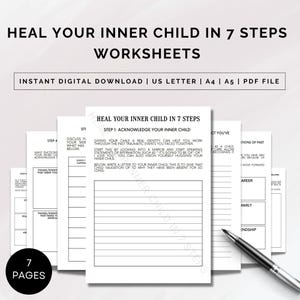 Inner Child Worksheets Printable, Inner Child Workbook, Inner Child Healing, Therapy Resources, Shadow Work, Inner Critic, Childhood Trauma