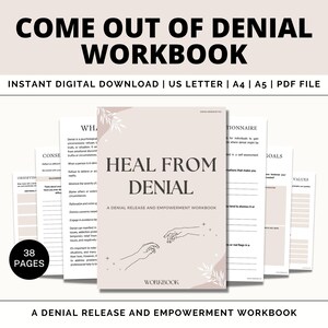 Managing Denial Workbook, Boundaries workbook, Self Help, CBT coping skill, Acceptance Therapy Worksheet, Overcome Shame, Guilt, Self-Esteem