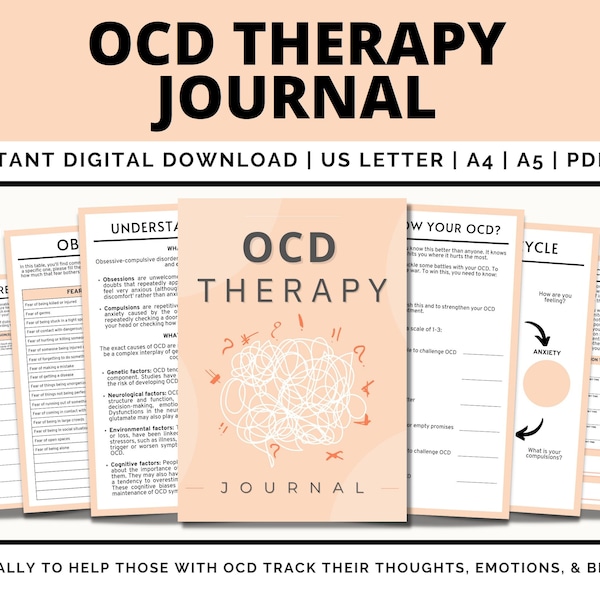 OCD Workbook, OCD Therapy Planner Printable, Obsessive Compulsive Disorder, Mental Health Worksheet, OCD Awareness, Therapy Worksheets