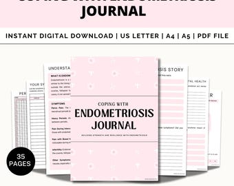 Diario imprimible sobre endometriosis, registro de síntomas de endometriosis, registro diario de bienestar y dolor, planificador de enfermedades crónicas, registro de períodos, síndrome de ovario poliquístico