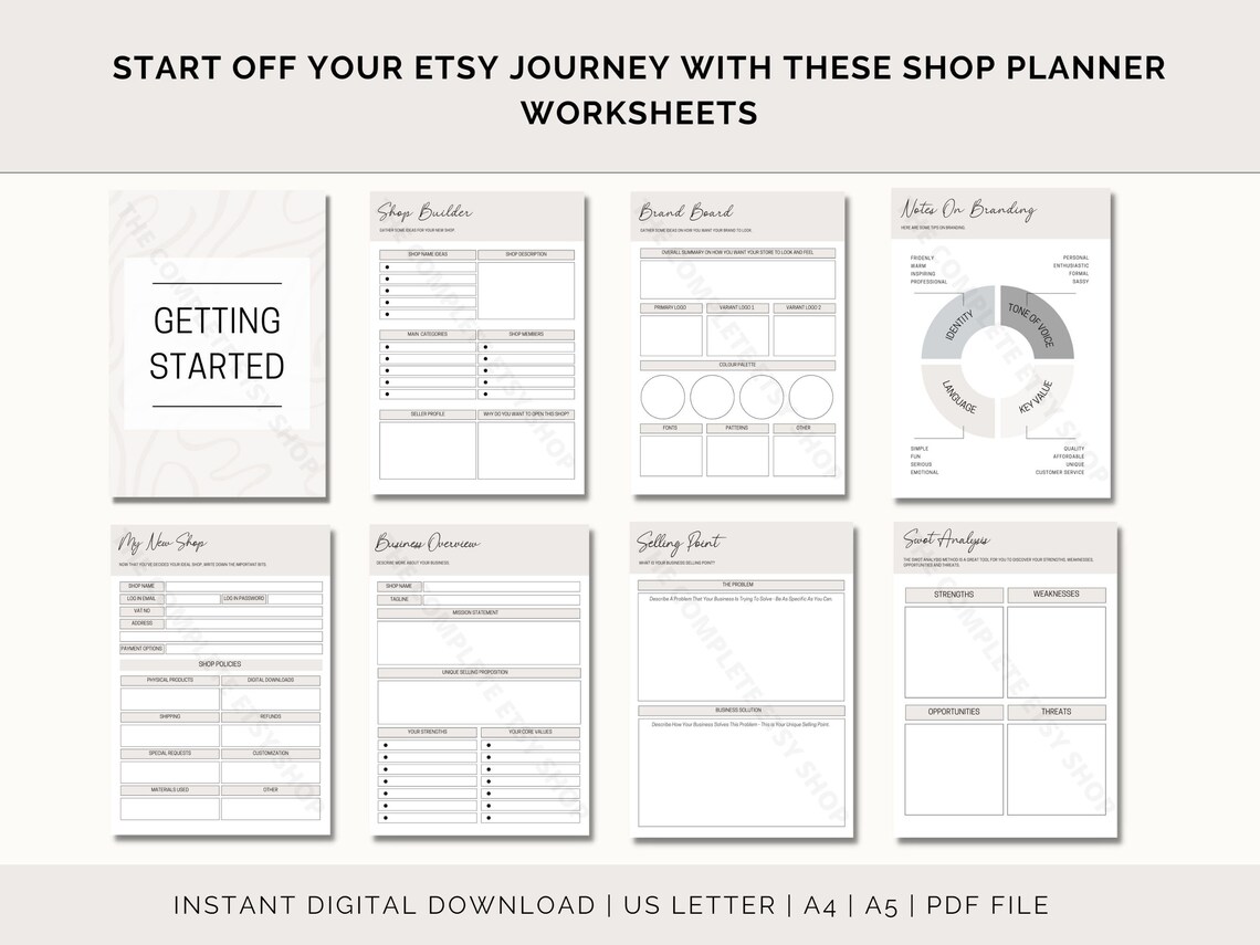 Etsy Shop Planner Printable, Etsy Business Plan, Etsy Seller Planner ...