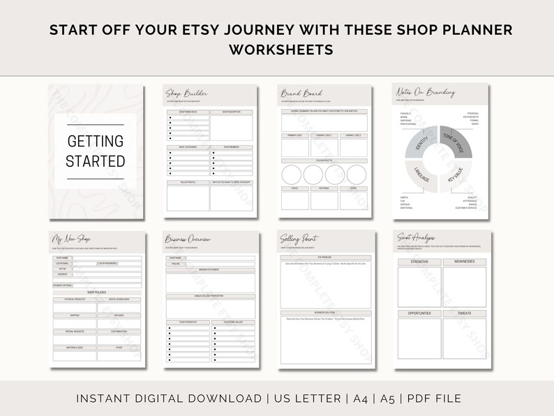 Etsy Shop Planner Printable, Etsy Business Plan, Etsy Seller Planner