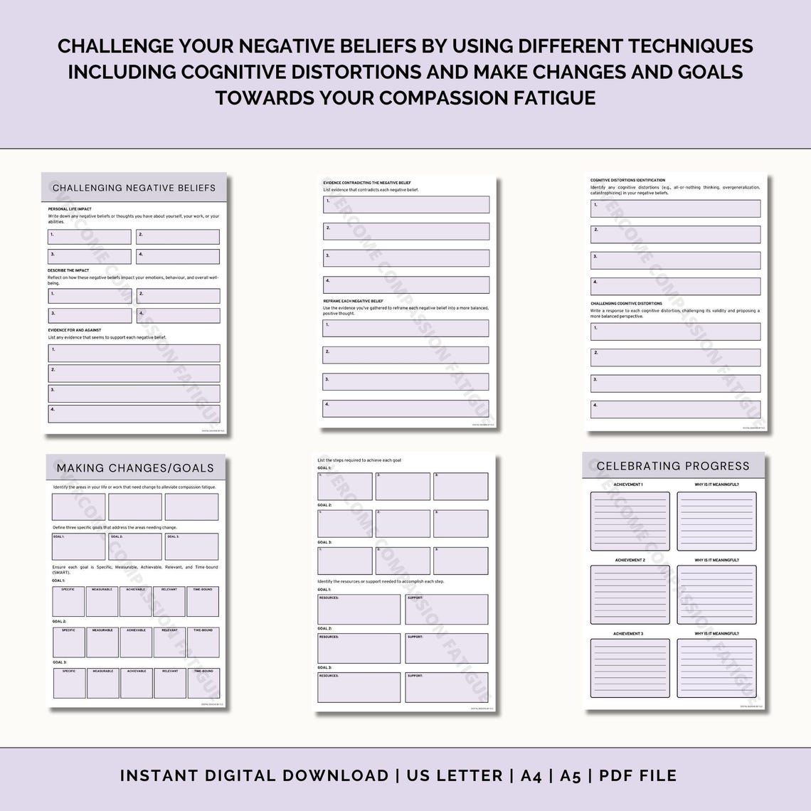 Compassion Fatigue Workbook, Burnout Recovery, Self Compassion Toolkit ...