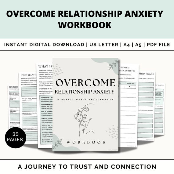 Relationship Anxiety Journal, Attachment Styles Workbook, Relationship Therapy Worksheets, Overcome Anxiety, Boundaries, Codependency, CBT