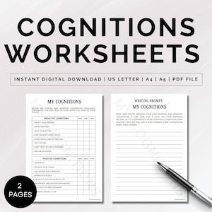 Cognitive Behavioural Therapy Worksheets, Thought Challenging Worksheets, Thought Processing, Setting Boundaries, Cognitive Distortions, PDF