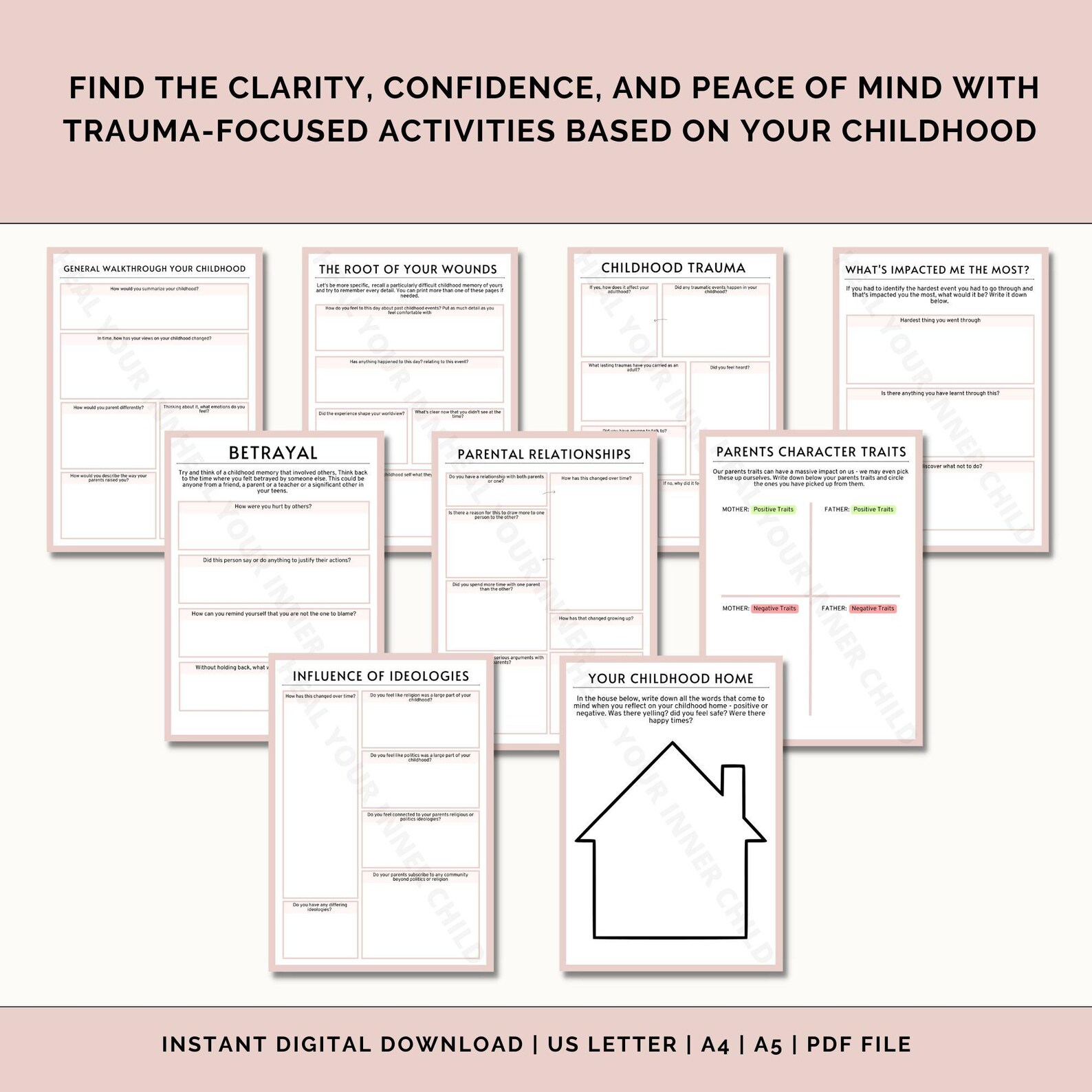 Inner Child Workbook Printable, Inner Child Healing, Therapy Resources