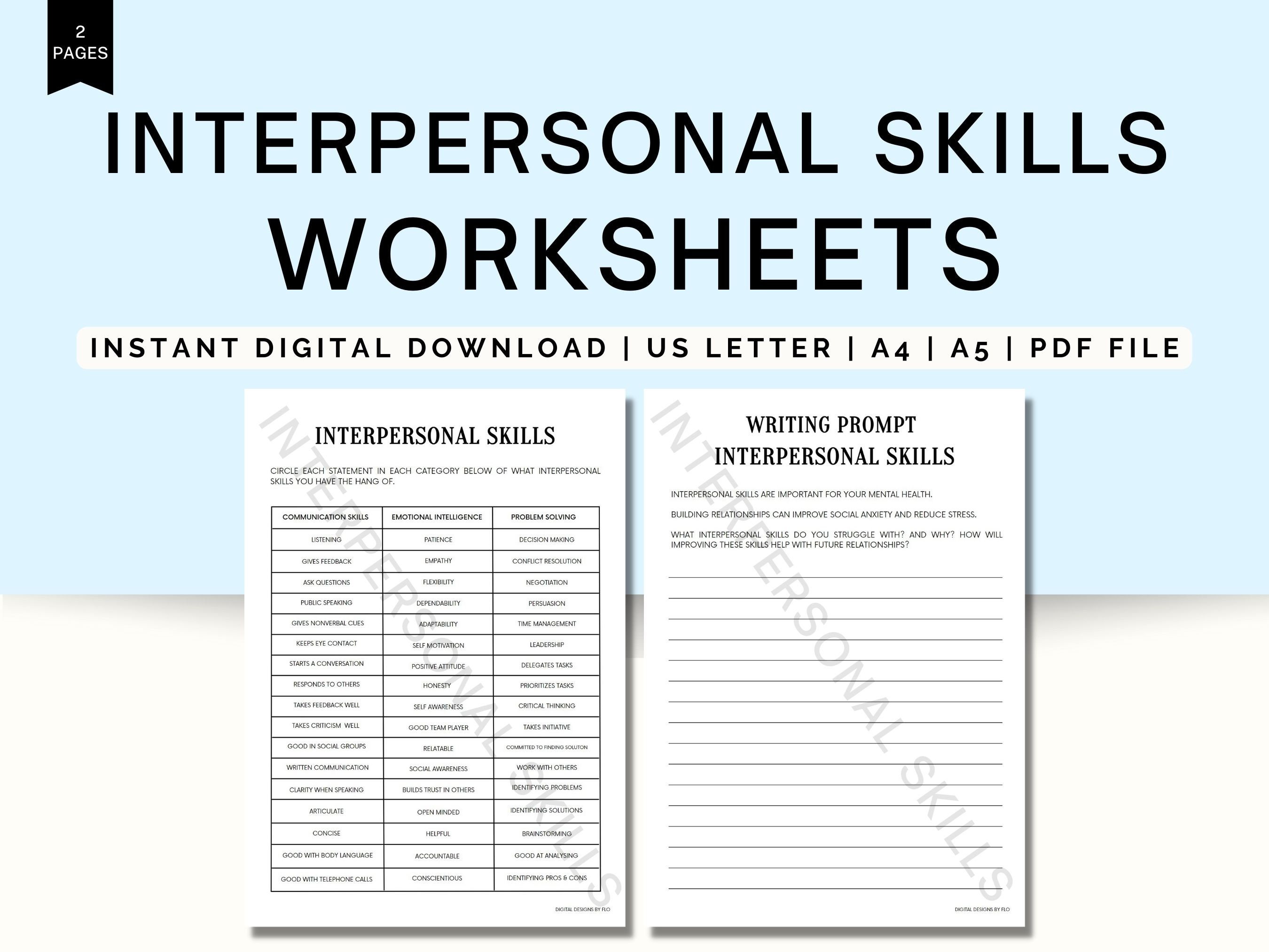 Printable Interpersonal Skills Worksheets Communication Journal CBT Printable Interpersonal Skills Worksheets Communication Journal CBT
