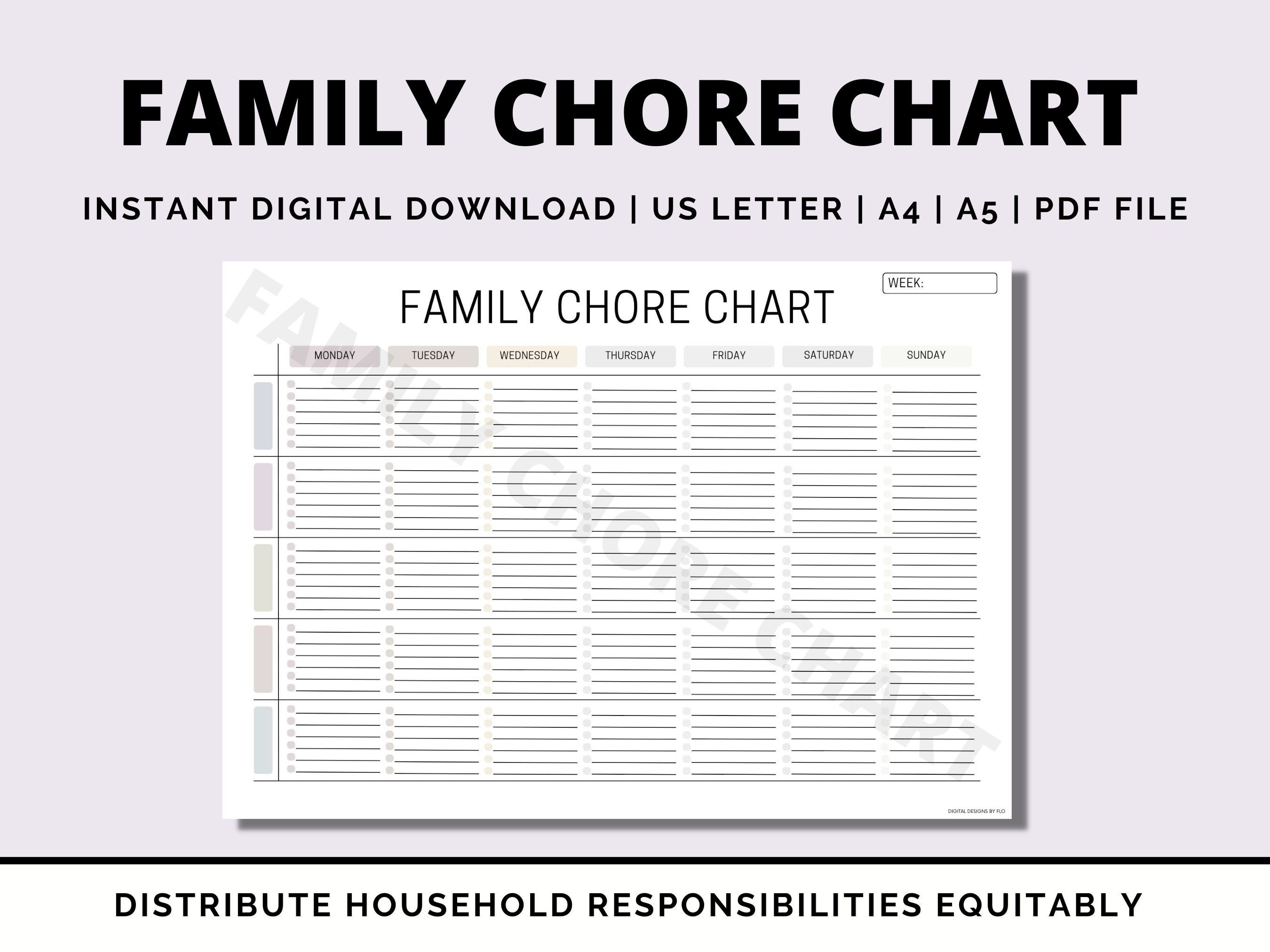 Family Chore Chart Printable Printable Weekly Chore List Cleaning