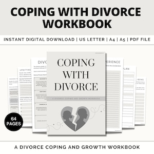 Divorce Therapy Workbook, Coping with Divorce for adults, Breakup Processing Journal, Marriage Therapy, Processing Grief, Self Care, Anxiety