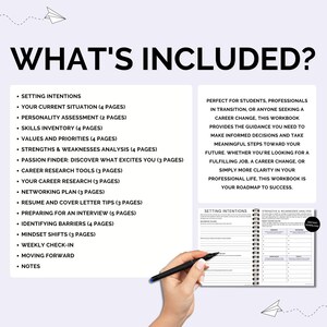 May include: A black and white workbook with the title "What's Included?"  The workbook is open to a page with the heading "Setting Intentions" and a section titled "Strengths & Weaknesses Analysis". The workbook is designed to help people make informed decisions and take meaningful steps toward their future.