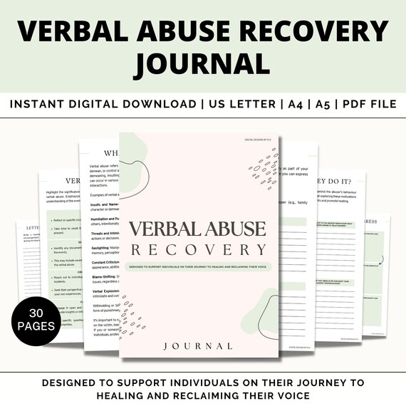 Verbal Abuse Recovery Journal, Narcissistic Abuse, Gaslighting Recovery Workbook, Breakdown Worksheets, Setting Boundaries, Therapy Workbook