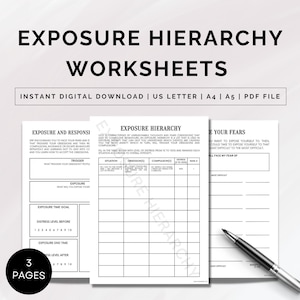 ERP Worksheets, OCD Worksheets, OCD Workbook, Exposure Therapy, Obsessive Compulsive Disorder, Mental Health Worksheet, Thought Journal