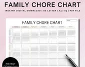 Family Chore Chart Printable, Printable Weekly Chore List, Cleaning Schedule, Cleaning Planner, Checklist, ADHD, Declutter, Planner Bundle