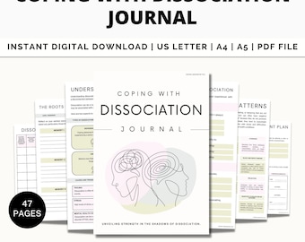 Druckbares Dissoziations Journal, Dissoziative Störungen, Traumatherapie Arbeitsblätter, PTBS, Identitätsstörunrg, cbt Traumaheilung, Planer, PDF