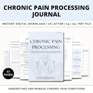 Chronic Pain Processing Journal, Chronic Pain Tracker, fibromyalgia, Lupus, Illness Diary, Appointment Tracker, Therapy Journal,  Self Care