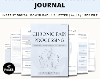 Chronic Pain Processing Journal, Chronic Pain Tracker, fibromyalgia, Lupus, Illness Diary, Appointment Tracker, Therapy Journal,  Self Care