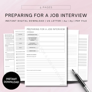 Job Interview Prep Worksheets, STAR Method Practice Sheet, Sample Questions, Interview Checklist, Application Tracker, Job Hunt, Career Path