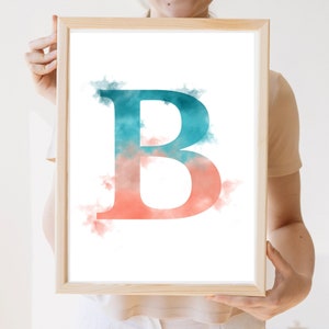 Digitaler Download Buchstabe B - Aquarell Buchstabe Wandkunst, Kinderzimmer Wandkunst, Wohnkultur Wandkunst