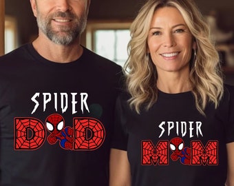 Custom Spider Family Matching Birthday Shirt: Spider-Dad Sweatshirt, Spider-Mom Tee, Spider Name