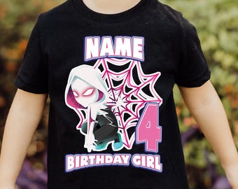 Personalized Ghost Spider Birthday Girl Shirt: Family Matching Tees