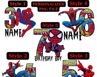 PNG de cumpleaños personalizado de Spiderman: Familia a juego (descarga digital)