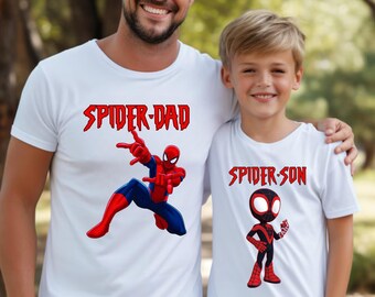 Personalized Spider-Dad & Son Matching Shirts: Father's Day Tee, Gift for Christmas, Gift for Dad