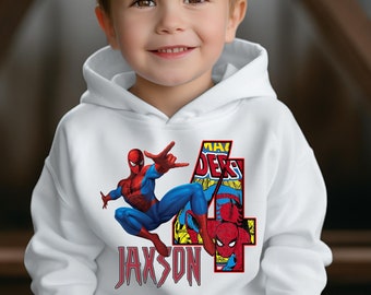 Custom Spiderman Birthday Boys Hoodie: Matching Family T-Shirt, Adult Sweatshirt and Hoodie