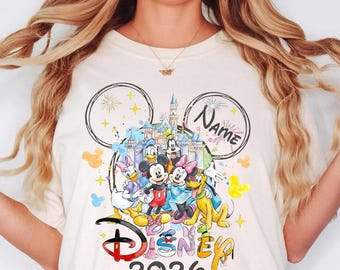 Personalized Disney Family Trip Shirt 2026, Custom Castle Mickey Minnie Vacation Tee, Matching Birthday Family T-Shirt