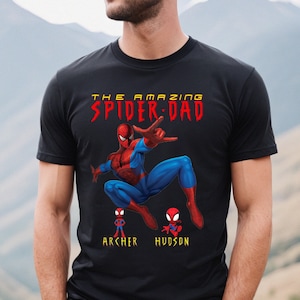 Personalize The Amazing Spider-Dad With Kids Names Shirt, Superhero Shirt, Family Matching Tee,Father&#39;s Day Shirt,Spider Daddy Shirt,New Dad