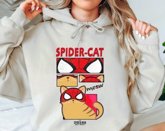 Spider-Cat Shirt,Hoodie, Marvel The Amazing Spider Man Sweatshirt, Retro Spiderman Comic Hoodie,Fathers Day Gift,MCU Fans Gift, Gift for Him