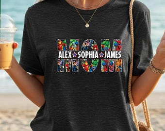 Personalized Avengers Mom Shirt With Kids Names Shirt,Dad Shirt,Mom T-Shirt,Marvel Mom Shirt,Mother's Day Shirt,Mommy Shirt,Gift Mom Tee