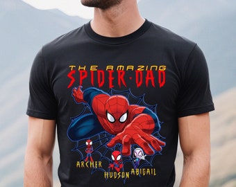 Personalized Spider-Dad Shirt With Kids Names - Superhero Father's Day Tee