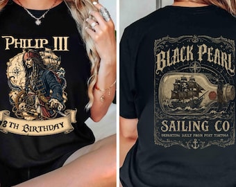 Custom Pirate Birthday Shirt, Personalized Captain Jack Sparrow Birthday Tee, Pirates Of The Caribbean Party Outfit, Custom Boy Birthday Top