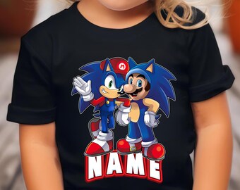 Personalized Super Mario and Sonic Shirt: Birthday Theme Party, Family Matching Tee Custom Name Tee