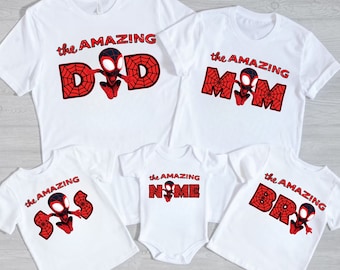 Personalized Spiderman Family Matching Shirts, Superhero Party