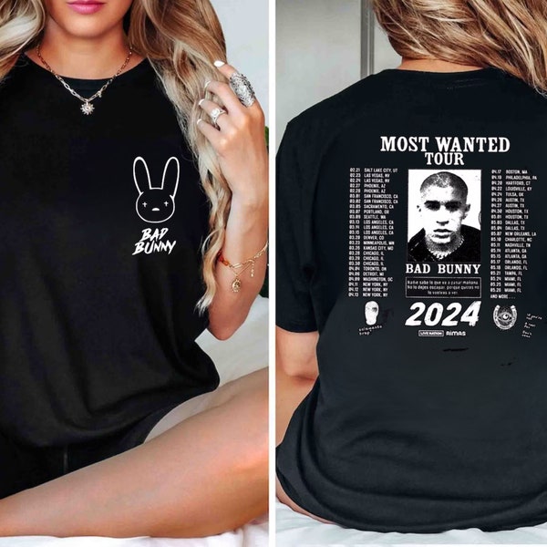 Bad Bunny Most Wanted Tour 2024 Shirt,Sweatshirt,Bad Bunny Tour TShirt,Bad Bunny Merch,Bad Bunny Fan Outfit,Bad Bunny Shirt,Gift for Mom