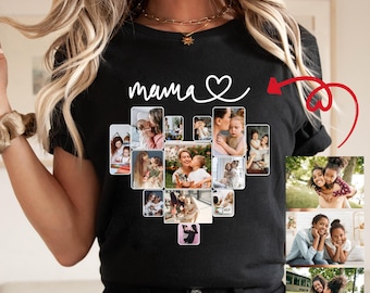 Custom Photo Collage T-Shirts and Sweatshirts: Personalized Mama and Family Gift Tee, Gift for Father, Gift for Mom, Gift for Grandma