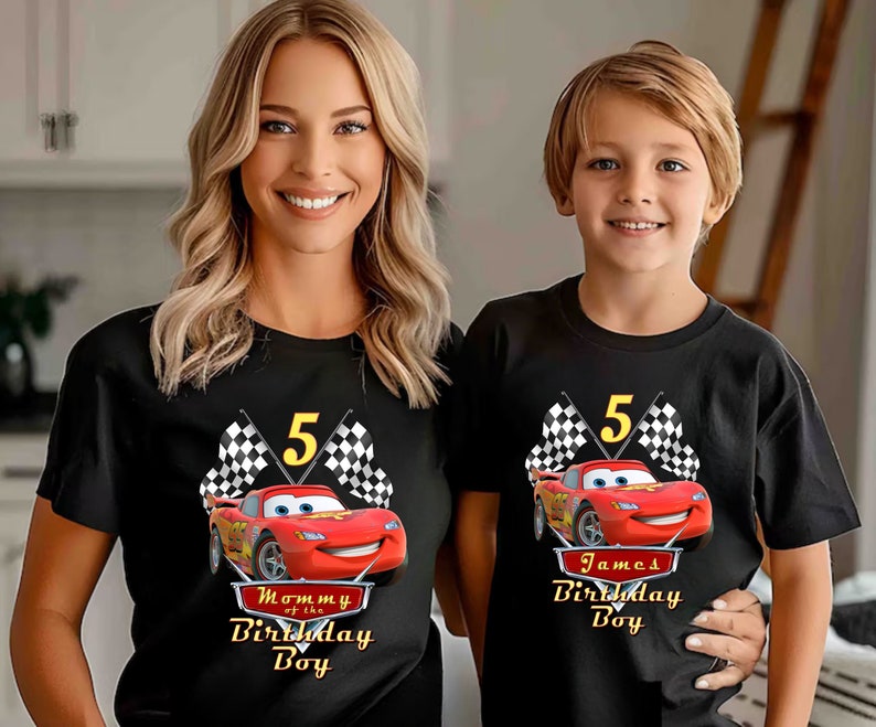 Personalized Cars Birthday Boy Shirt, Lightning McQueen Birthday Boy Tee, Cars Family Birthday Shirts, Matching Family Birthday Shirts image 1
