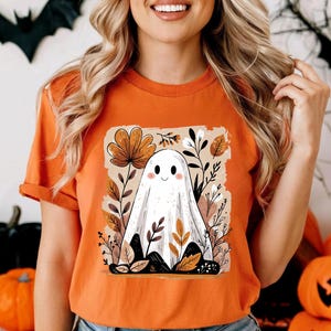 Cute Ghost Halloween Shirt, Halloween Ghost Floral Shirt, Fall Spooky Season Halloween Ghost Gift, Funny Halloween Spooky Shirt, Fall Ghost