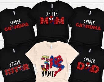 Custom Spider Family Matching Birthday Shirts: Spiderman Tee, Sweatshirt, Hoodie