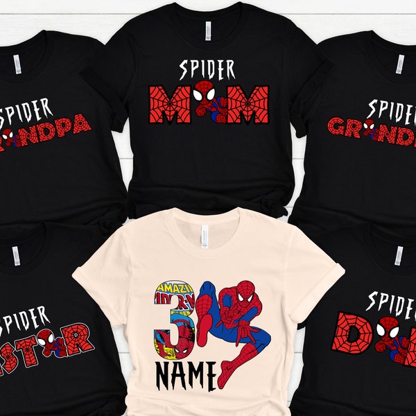 Camisetas personalizadas a juego para la familia Spiderman: camiseta, sudadera y sudadera con capucha de Spiderman.