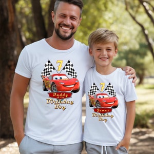 Personalized Cars Birthday Boy Shirt, Lightning McQueen Birthday Boy Tee, Cars Family Birthday Shirts, Matching Family Birthday Shirts image 2