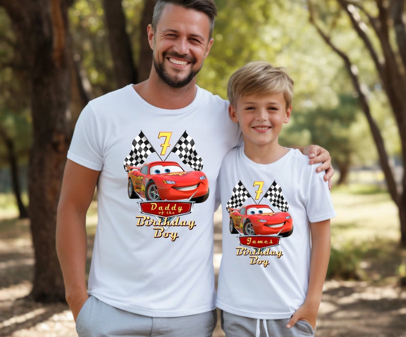 Personalized Cars Birthday Boy Shirt, Lightning McQueen Birthday Boy Tee, Cars Family Birthday Shirts, Matching Family Birthday Shirts image 2