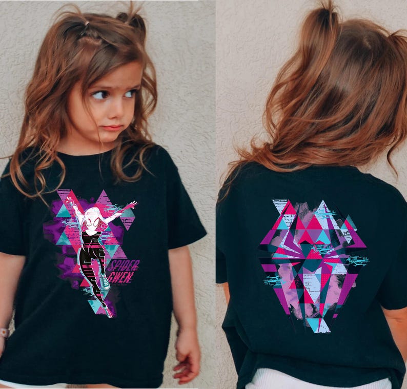 Spider-Gwen Tee: Spiderman, Miles Morales, Two-Sided Shirt,Unisex Tee, Hoodie, Sweatshirt, Gift for Mom,Gift for Sister,Christmas Gift image 2