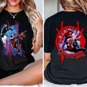 Spider-Gwen, Miles Morales Tee: Spiderman Two-Sided Shirt,Unisex Tee, Hoodie, Sweatshirt, Gift for Mom,Gift for Sister,Christmas Gift image 1