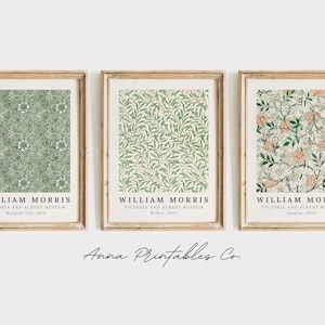 William Morris Poster Set Digital Download, Green Aesthetic Set of 3 Printable Wall Art, Art Nouveau Decor 3 Piece Wall Art, Vintage Art