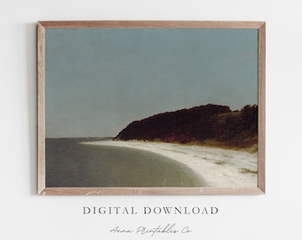 Long Island | Antique Coastal Landscape Painting for Digital Download | Vintage Beach Printable Wall Art | Fine Art Print | Rustic Farmhouse