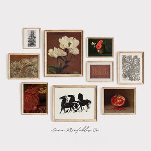 Crimson and Beige | A Red Vintage Art Gallery Wall Set of 9 Prints for Digital Download | Fine Art Collection |Academia Aesthetic Art Prints