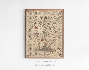 Palempore II | Vintage textielkunstwerk uit het Midden-Oosten voor digitale download | Afdrukbare muurkunst tapijtpatroon | Vintage textielprint