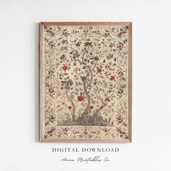 Palempore II | Vintage Middle Eastern Textile Artwork for Digital Download | Tapestry Pattern Printable Wall Art | Vintage Textile Print